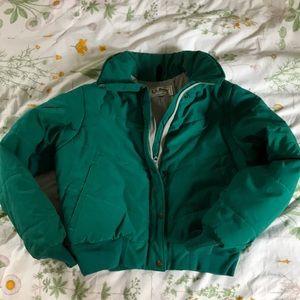 ll bean green puffy jacket
